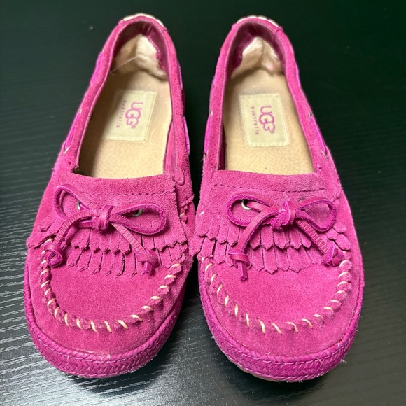 UGG Australia 1006084K Kids Annika Moccasins Suede Slip on Shoe Slipper Pink 1 - Picture 2 of 7